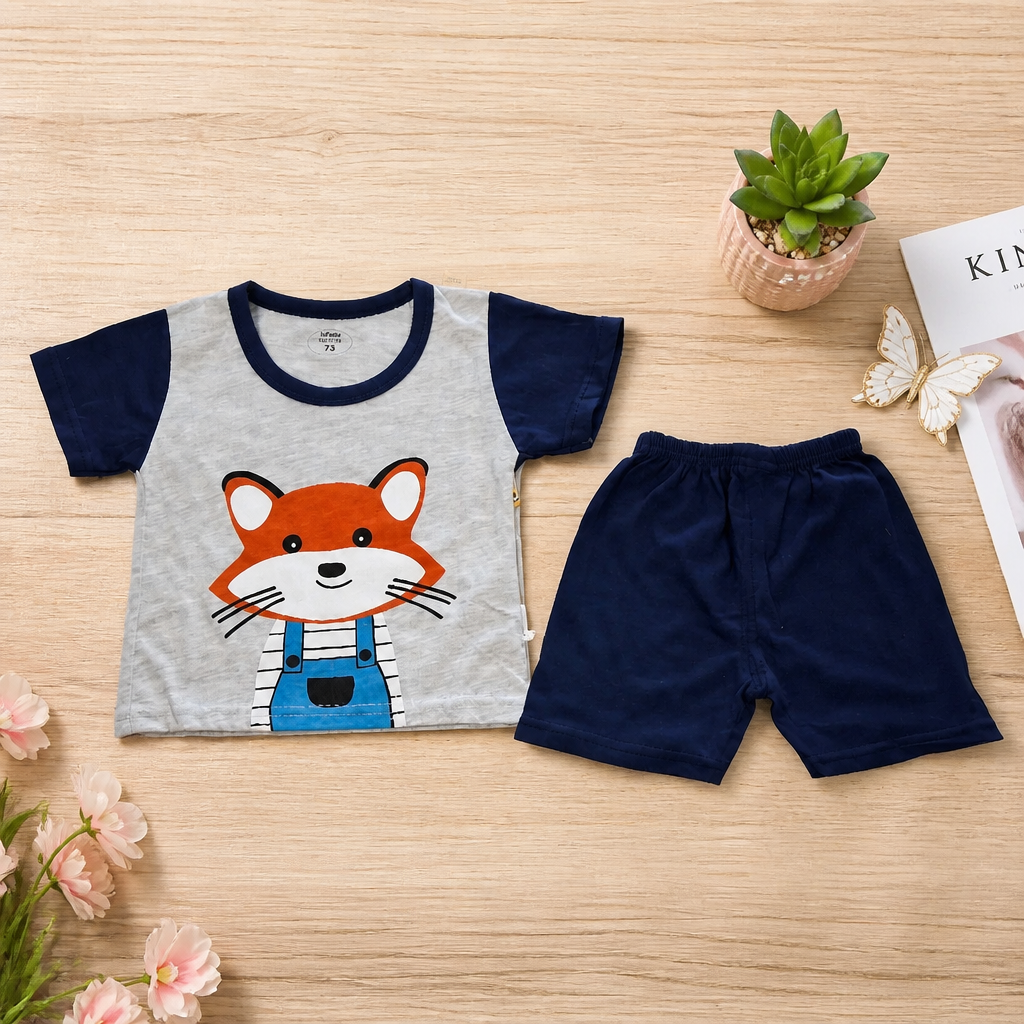 Fox Baby Boy Set — Graphic Tee & Matching Shorts