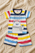 Hello Bear Striped Kids Pajama Set