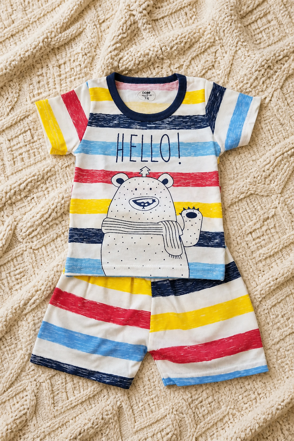 Hello Bear Striped Kids Pajama Set